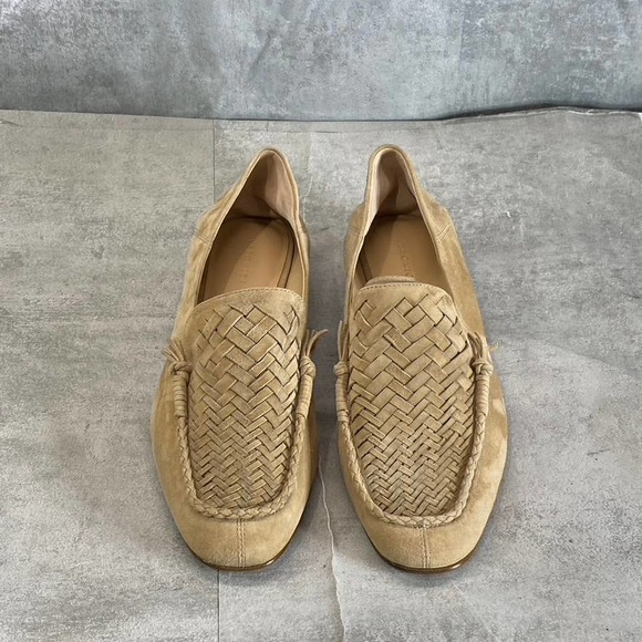 Veronica Beard Women's Tan Leather Round-Toe Woven Anica Loafers SZ 8 - Picture 5 of 12